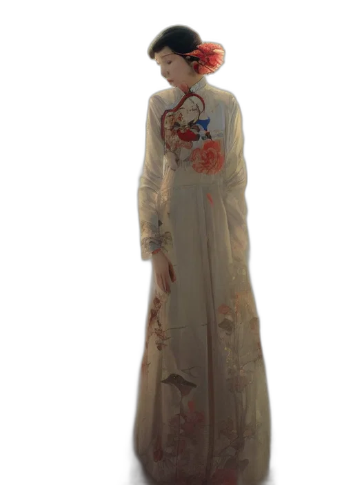 dress, staff, 3d render, concept art, photorealistic, ophelia, chinese, cheongsam transparent PNG cut-out