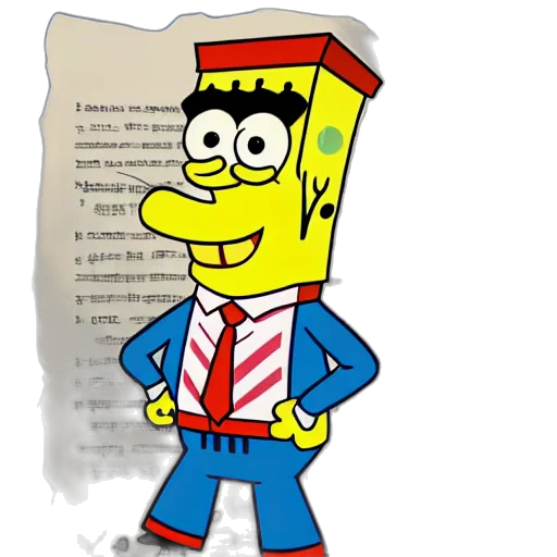 jacket, robot, staff, cartoon, concept art, 3d render, comic book art, spongebob transparent PNG cut-out