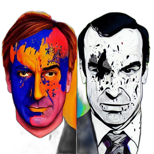 concept art, comic book art, cartoon, photorealistic, colorful, bilateral, half, split transparent PNG cut-out