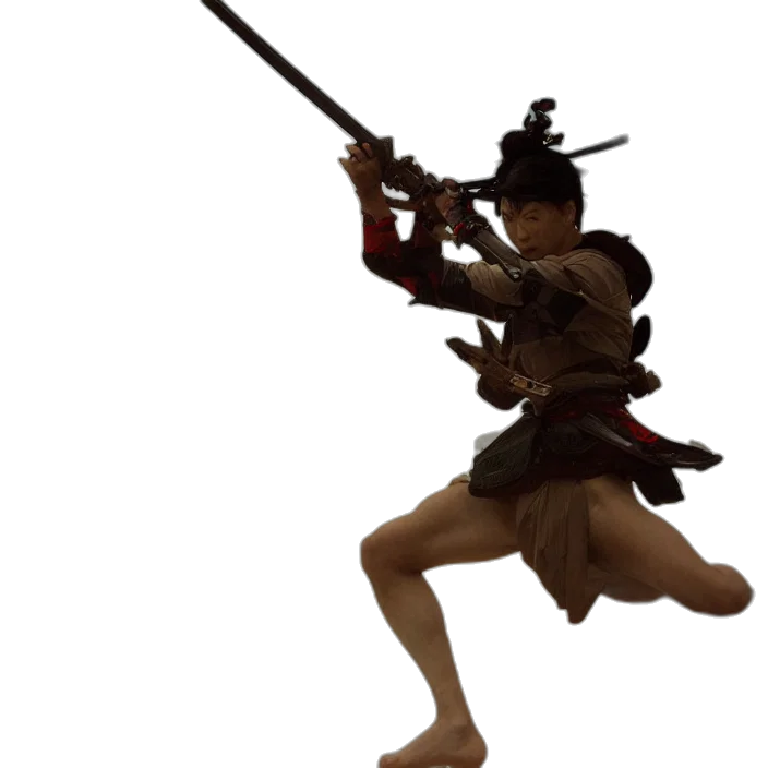 staff, weapon, sword, mask, 3d render, concept art, fantasy art, samurai transparent PNG cut-out
