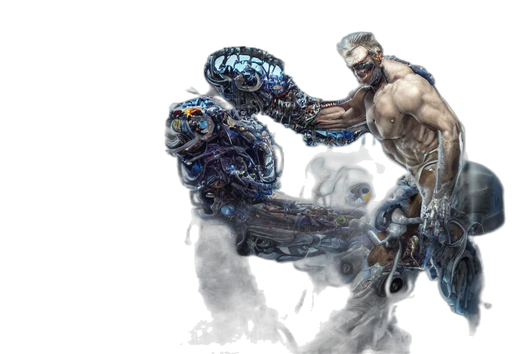 robot, weapon, concept art, fantasy art, cyberpunk, comic book art, photorealistic, concept transparent PNG cut-out