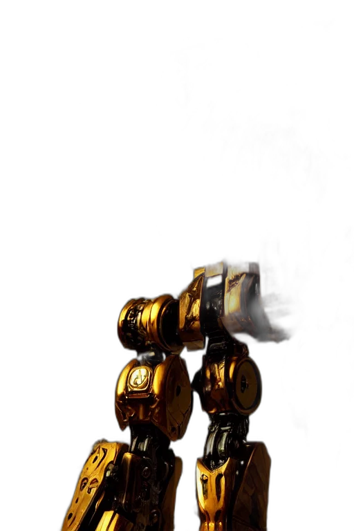robot, weapon, staff, crown, concept art, 3d render, fantasy art, photorealistic transparent PNG cut-out