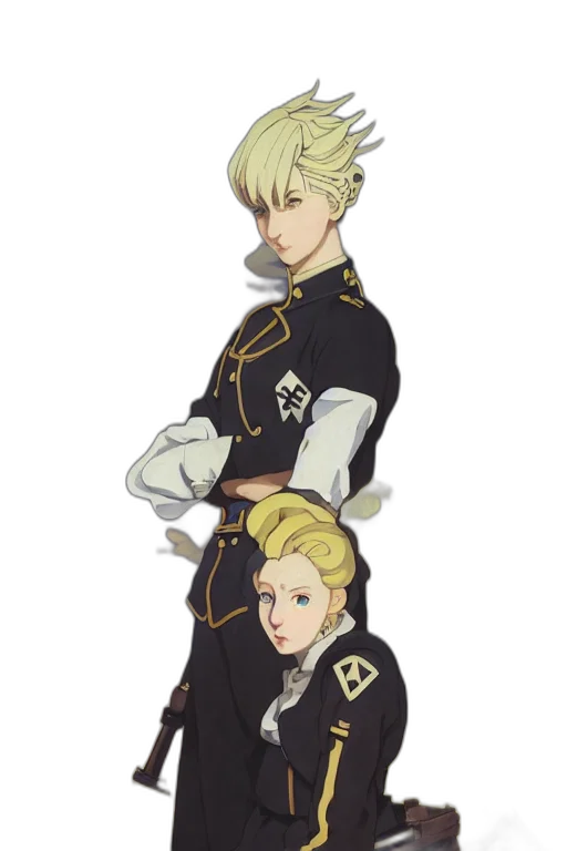 crown, staff, jacket, concept art, pixel art, fantasy art, anime, golden transparent PNG cut-out