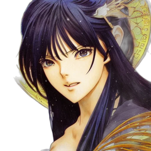 face, dragon, fantasy art, anime, photorealistic, concept art, golden, blue transparent PNG cut-out