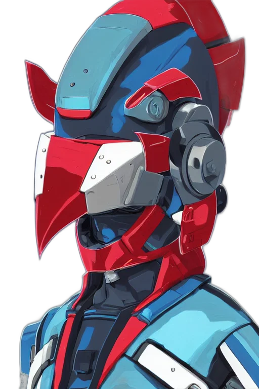 robot, mask, face, concept art, vaporwave, anime, pixel art, red transparent PNG cut-out