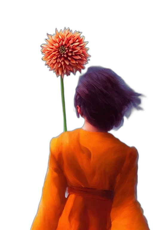 flower, dress, staff, umbrella, oil painting, photorealistic, concept art, 3d render transparent PNG cut-out