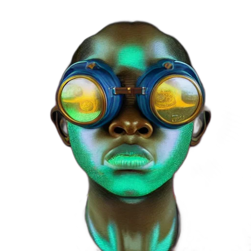 mask, face, jewelry, 3d render, concept art, photorealistic, cyberpunk, neon lights transparent PNG cut-out