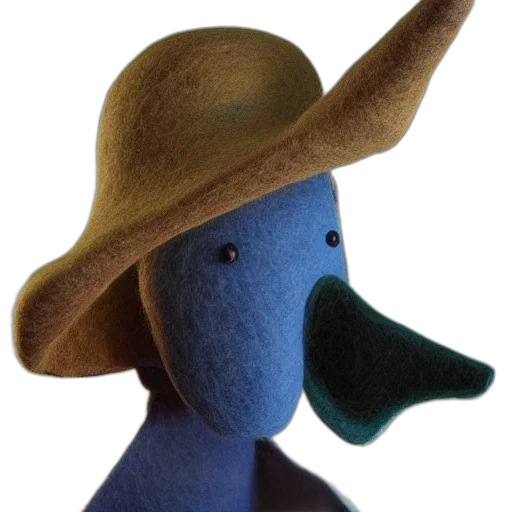 hat, staff, mask, animal, 3d render, felt, sculpture, salvador transparent PNG cut-out