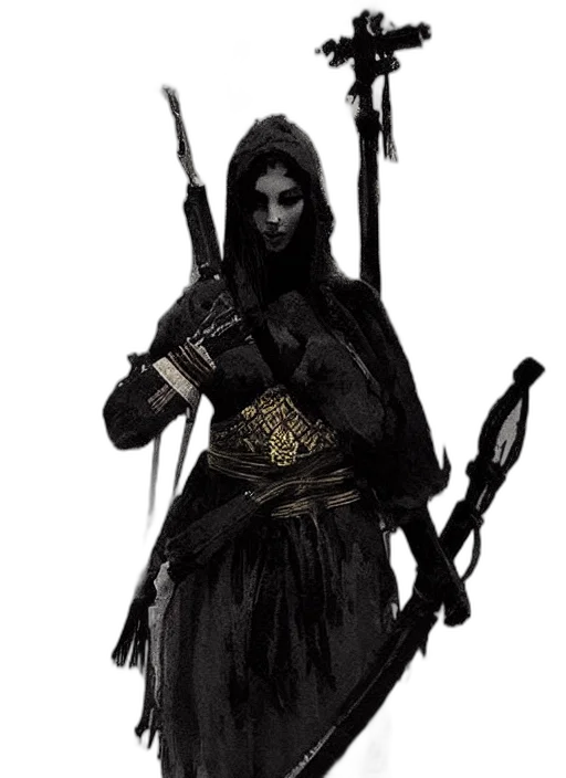weapon, staff, sword, concept art, fantasy art, pixel art, comic book art, dark transparent PNG cut-out