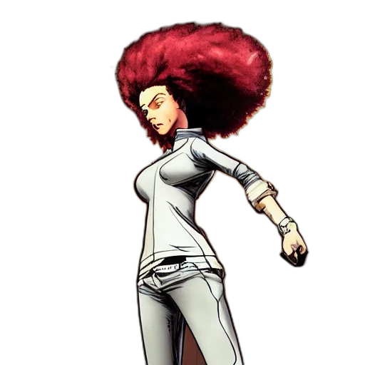 hair, staff, comic book art, concept art, cartoon, pixel art, earth tones, scarlett transparent PNG cut-out