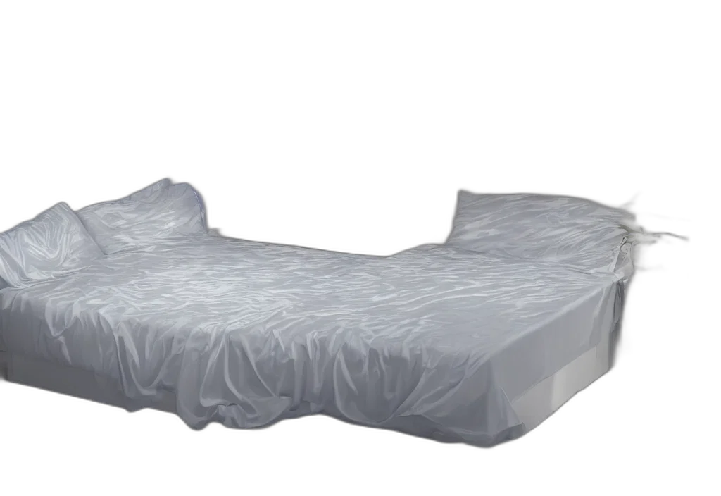 furniture, crown, shoes, 3d render, photorealistic, curved, translucent, bedsheets transparent PNG cut-out