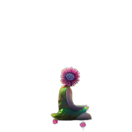 flower, staff, crown, dress, concept art, pixel art, 3d render, watercolor transparent PNG cut-out