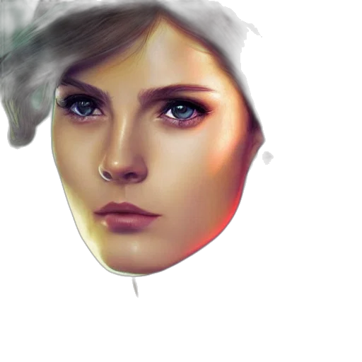 face, crown, photorealistic, fantasy art, concept art, watercolor, outer space, pastel transparent PNG cut-out