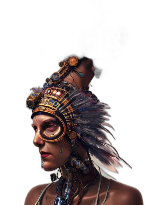 face, mask, crown, staff, fantasy art, concept art, photorealistic, cyberpunk transparent PNG cut-out