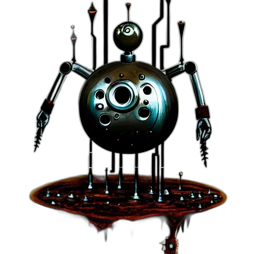 robot, creature, staff, animal, concept art, 3d render, comic book art, cyberpunk transparent PNG cut-out