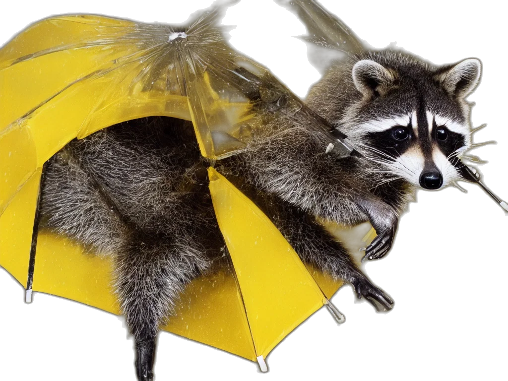 umbrella, animal, creature, dragon, concept art, photorealistic, 3d render, raccoon transparent PNG cut-out