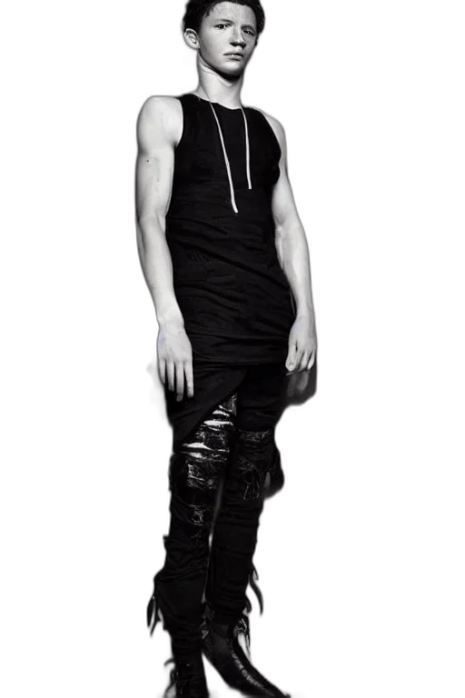 photorealistic, tom, holland, portrait, wearing, rick, owens, clothing transparent PNG cut-out