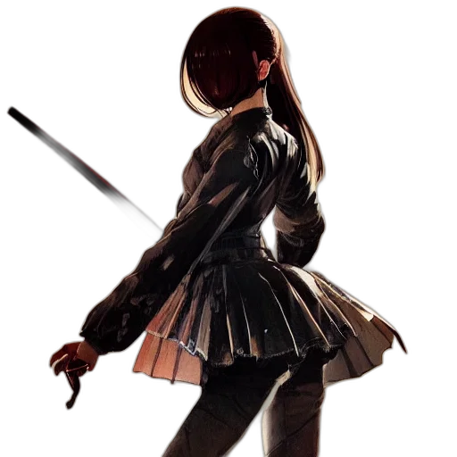 jacket, sword, weapon, staff, concept art, 3d render, anime, pixel art transparent PNG cut-out