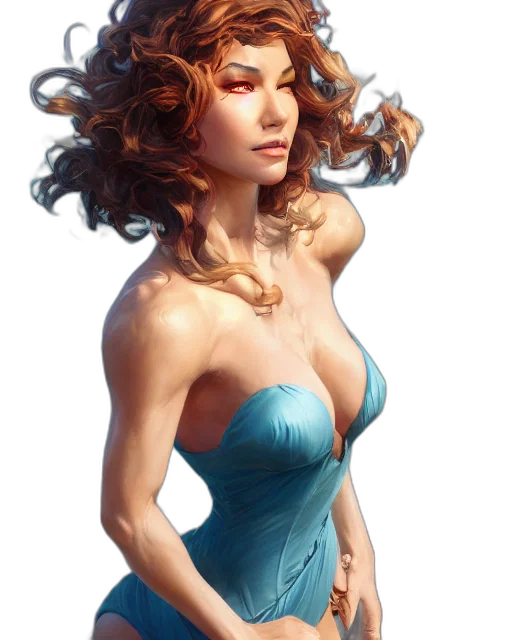 dress, jewelry, face, fantasy art, photorealistic, concept art, comic book art, underwater transparent PNG cut-out