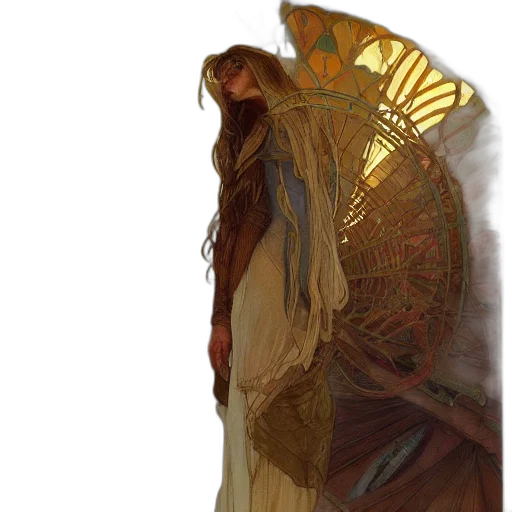 dress, dragon, umbrella, staff transparent PNG cut-out