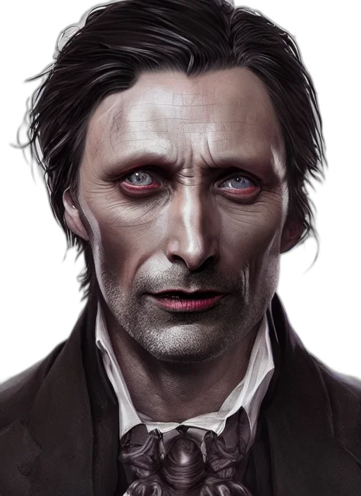 face, photorealistic, comic book art, concept art, fantasy art, red, dark, portrait transparent PNG cut-out
