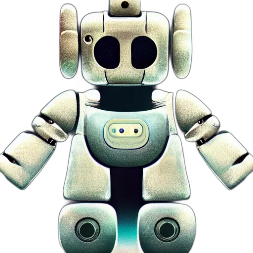 robot, animal, creature, staff, 3d render, concept art, pixel art, vaporwave transparent PNG cut-out