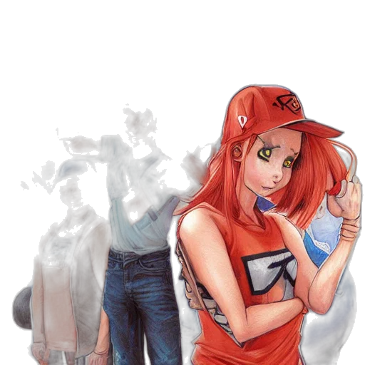 dress, weapon, robot, comic book art transparent PNG cut-out