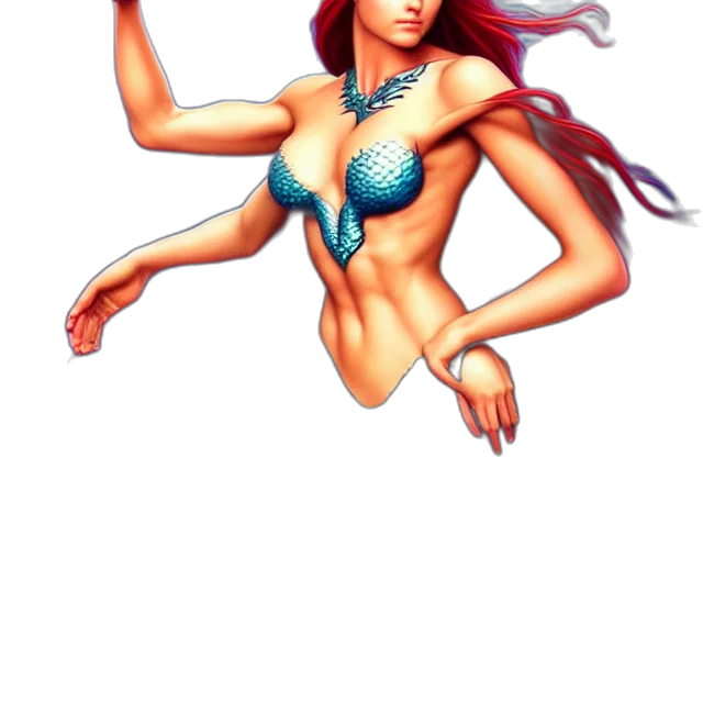 jewelry, fantasy art, concept art, pixel art, comic book art, underwater, beautiful, mermaid transparent PNG cut-out