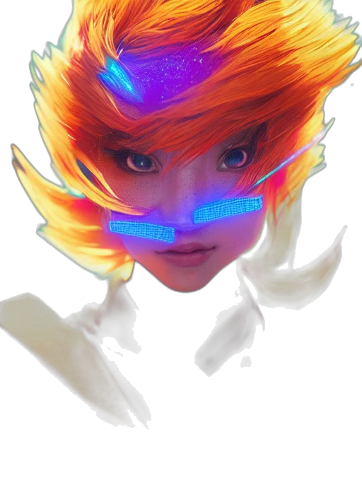 face, mask, hair, crown, concept art, fantasy art, anime, 3d render transparent PNG cut-out