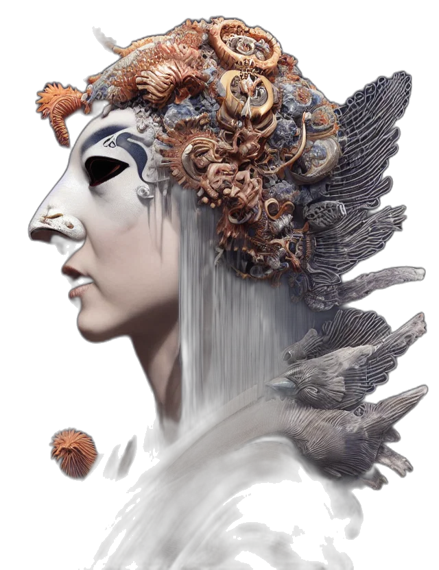 mask, crown, face, creature transparent PNG cut-out