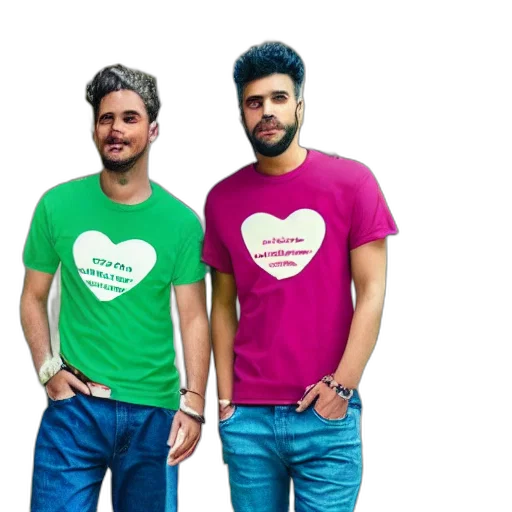 3d render, neon, guys, wearing, colored, shirts transparent PNG cut-out