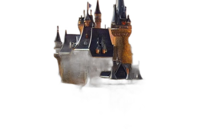 crown, building, dragon, concept art, fantasy art, watercolor, 3d render, fog transparent PNG cut-out