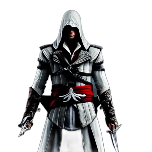 sword, jacket, weapon, concept art, fantasy art, 3d render, comic book art, monochrome transparent PNG cut-out