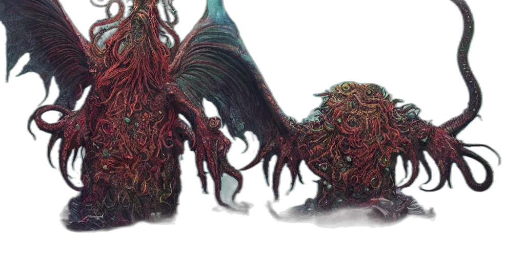 creature, dragon, hair, animal, concept art, fantasy art, 3d render, watercolor transparent PNG cut-out