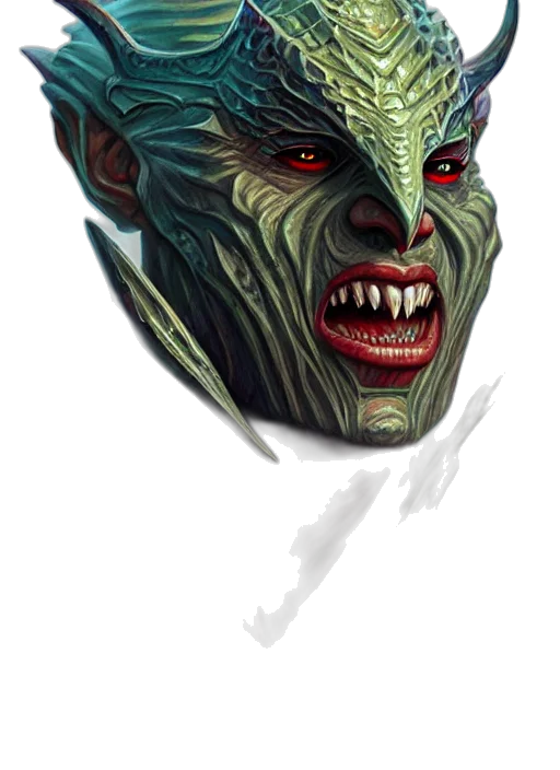 mask, face, creature, staff, concept art, fantasy art, comic book art, photorealistic transparent PNG cut-out