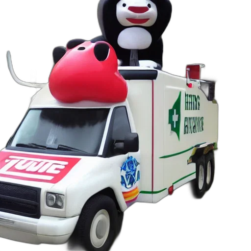 car, 3d render, concept art, big, chungus, anthropomorphic, ambulance, shaped transparent PNG cut-out