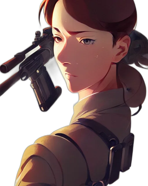 weapon, staff, face, concept art, comic book art, anime, cartoon, earth tones transparent PNG cut-out