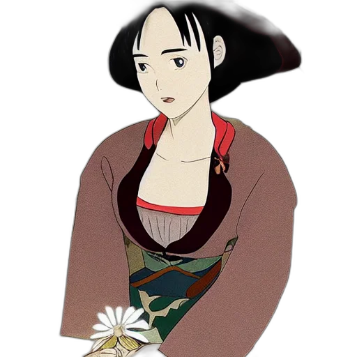 dress, staff, flower, jewelry, fantasy art, anime, cartoon, concept art transparent PNG cut-out