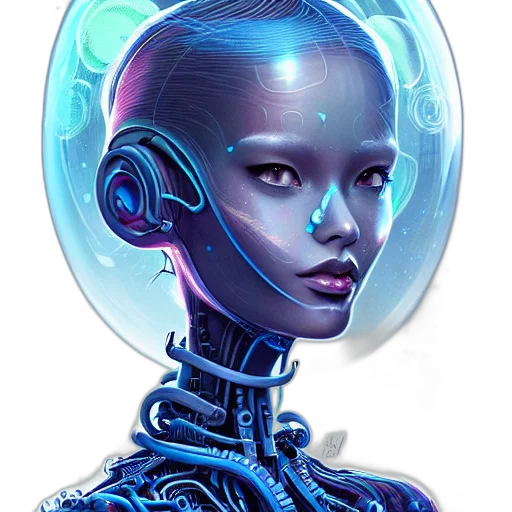 robot, face, mask, concept art, cyberpunk, fantasy art, comic book art, outer space transparent PNG cut-out