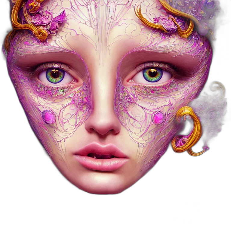 mask, face, jewelry, crown, fantasy art, concept art, photorealistic, 3d render transparent PNG cut-out