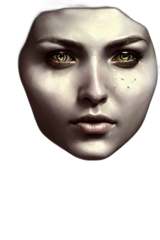 face, mask, jewelry, robot, photorealistic, fantasy art, concept art, 3d render transparent PNG cut-out
