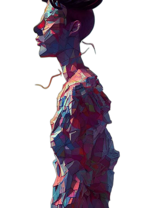 face, robot, mask, dress, cyberpunk, concept art, pixel art, 3d render transparent PNG cut-out