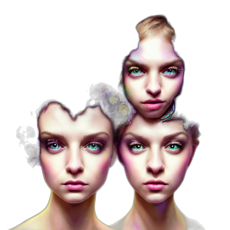 face, mask, crown, photorealistic, concept art, fantasy art, 3d render, outer space transparent PNG cut-out