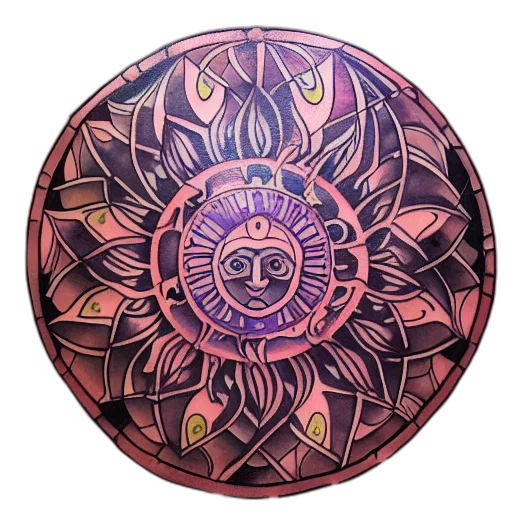 jewelry, mask, crown, fantasy art, sun, moon, mandala, tattoo transparent PNG cut-out