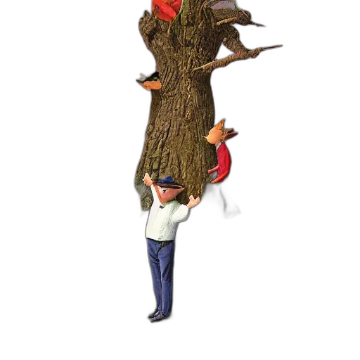 tree, staff, hat, jacket transparent PNG cut-out