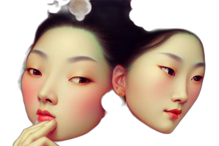 face, mask, photorealistic, oil painting transparent PNG cut-out