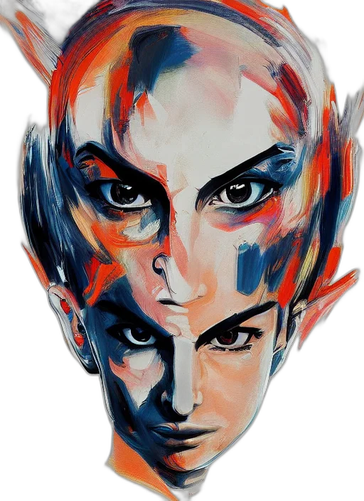 mask, face, comic book art, watercolor, fantasy art, concept art, outer space, blue transparent PNG cut-out