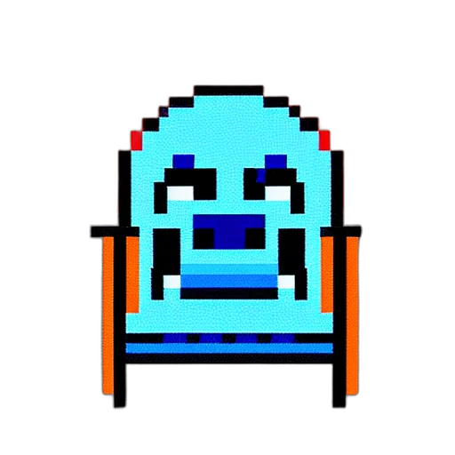 robot, face, staff, creature, pixel art, concept art, vaporwave, cyberpunk transparent PNG cut-out