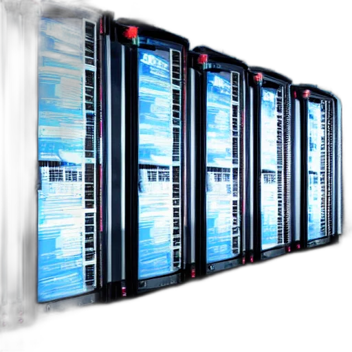 3d render, cyberpunk, style, data, center, web, servers transparent PNG cut-out
