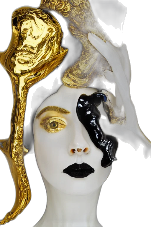 mask, crown, jewelry, face, 3d render, concept art, photorealistic, golden transparent PNG cut-out